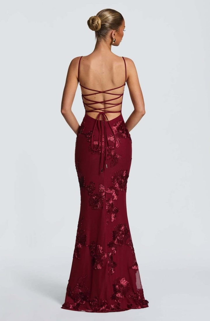 Damen Maxi Kleid mit Schnürung