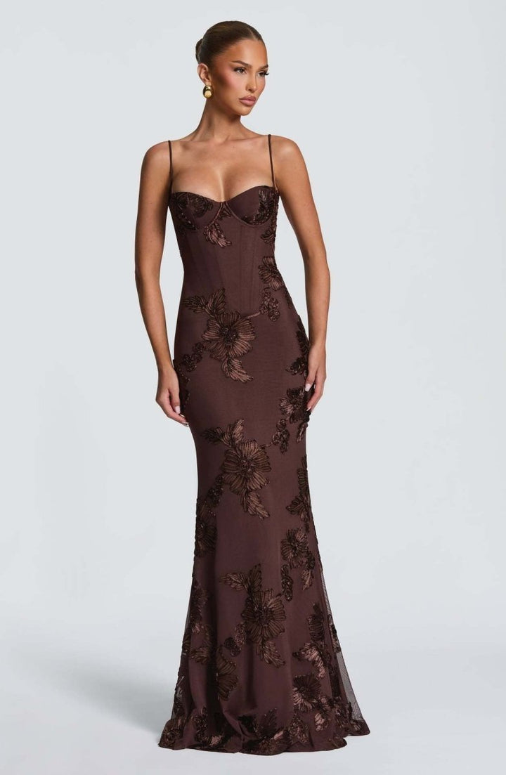 Damen Maxi Kleid mit Schnürung