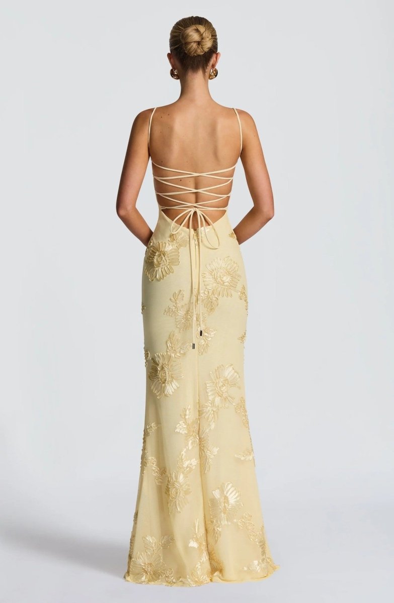 Damen Maxi Kleid mit Schnürung