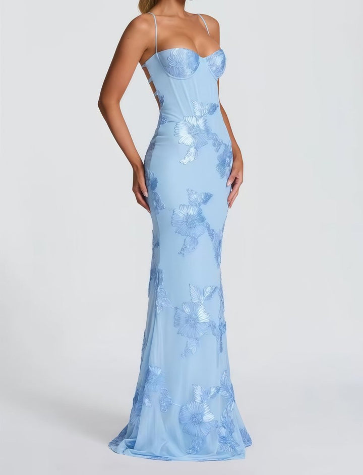 Damen Maxi Kleid mit Schnürung