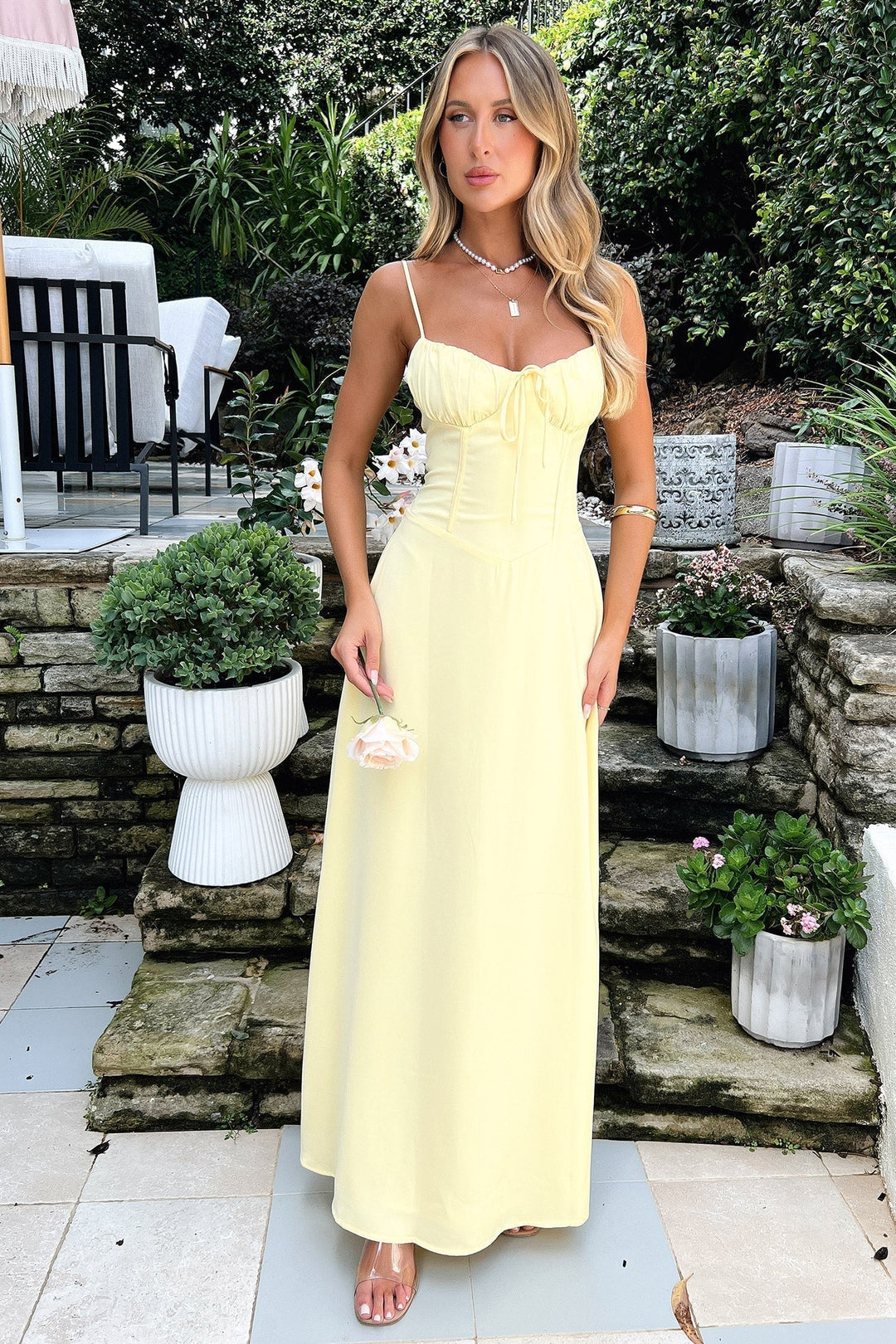 Damen Maxi-Kleid mit Kordelzug