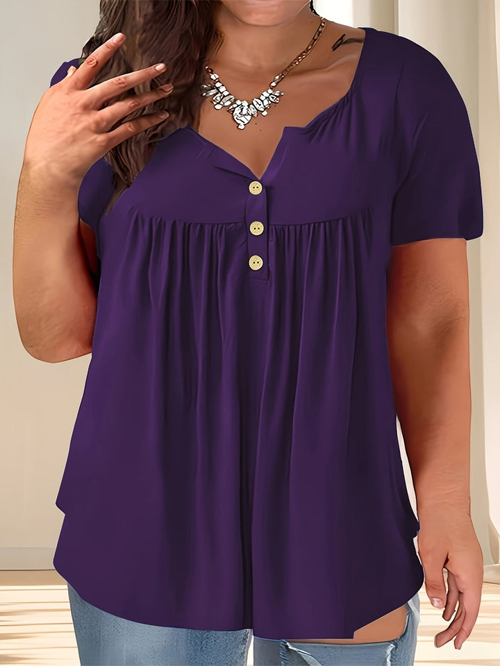 Zoey™ - Chic Plus-Size Pleated Blouse