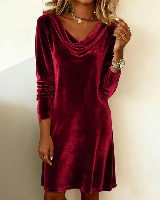 Frosina - Casual Velour Dress with Relaxed Fit