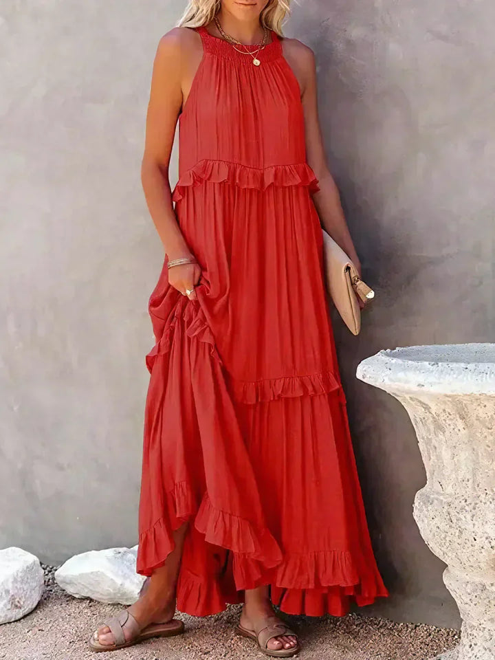 Sarah | Halterneck Ruched Maxi Dress (Almost sold out)