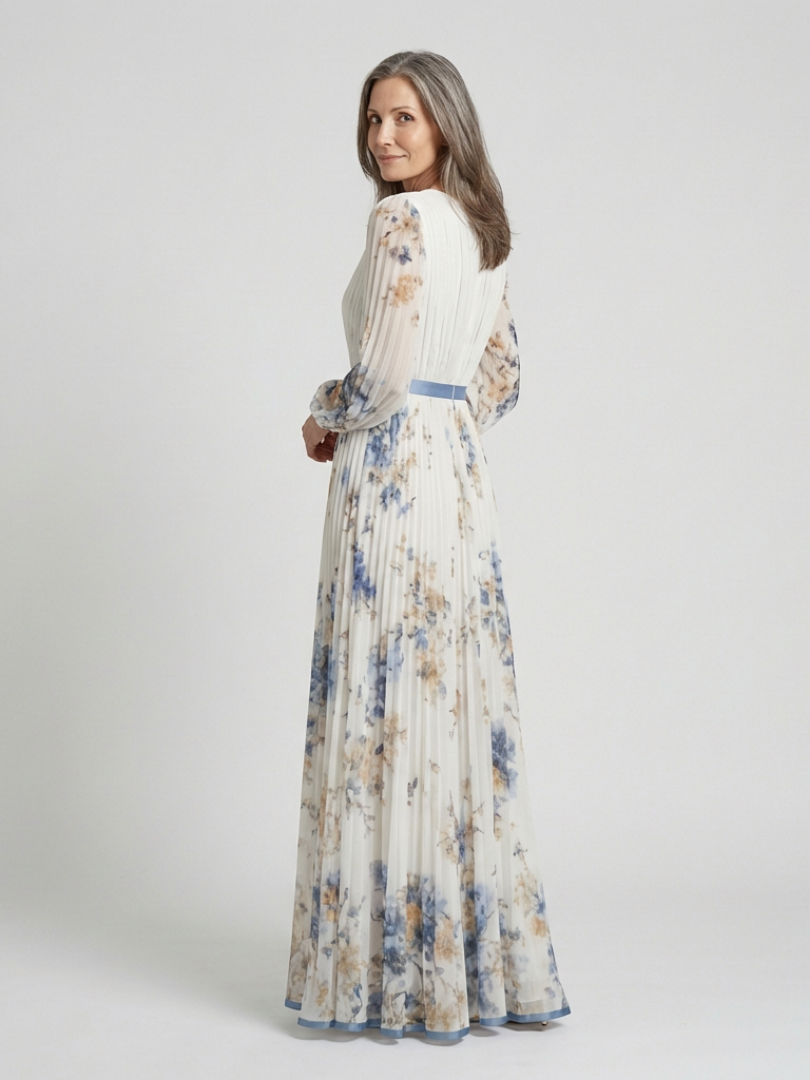 Lavinia | Maxi dress with long sleeves and V-neck in floral print