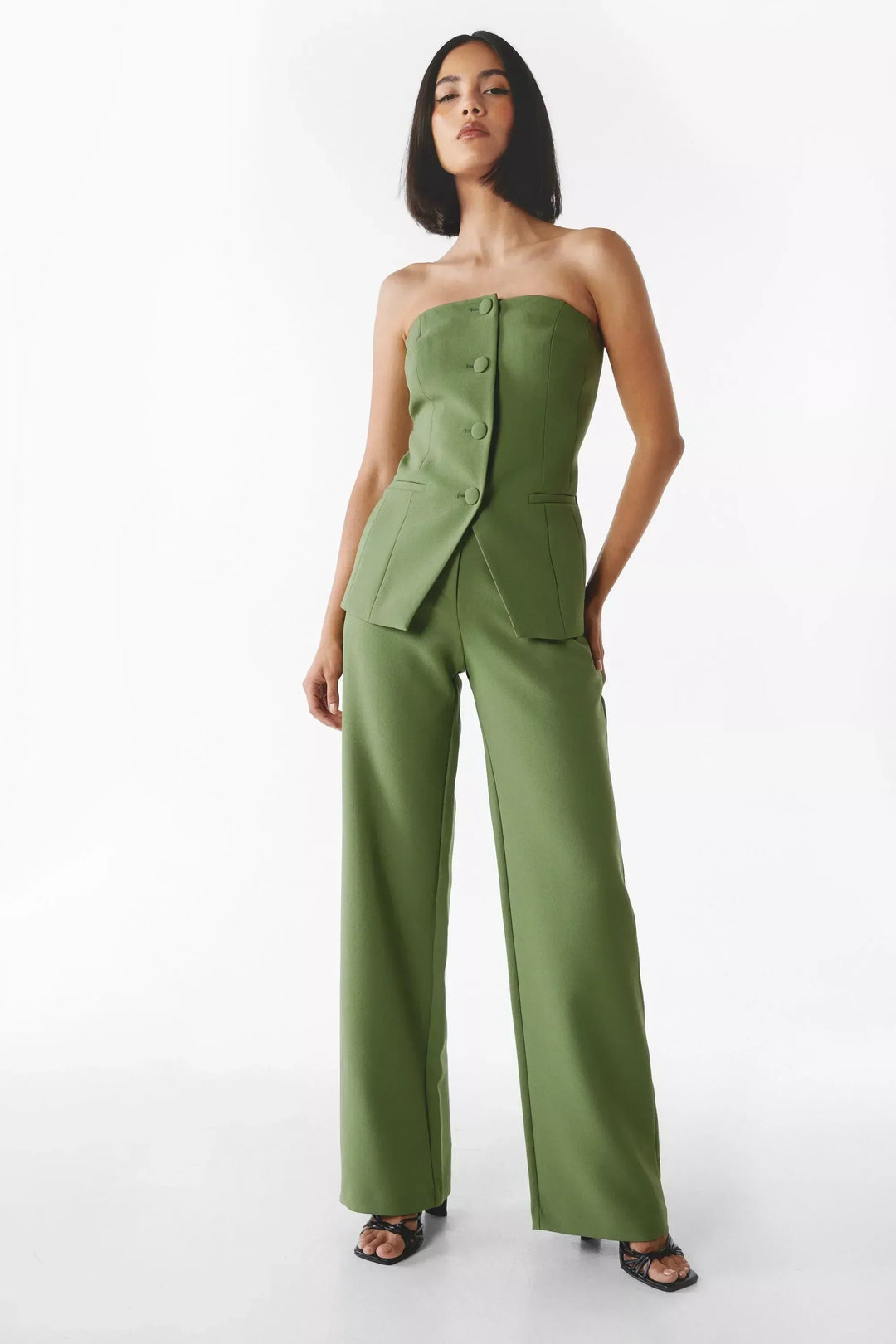 BRIA™ - Strapless Two-Piece Buttoned Set