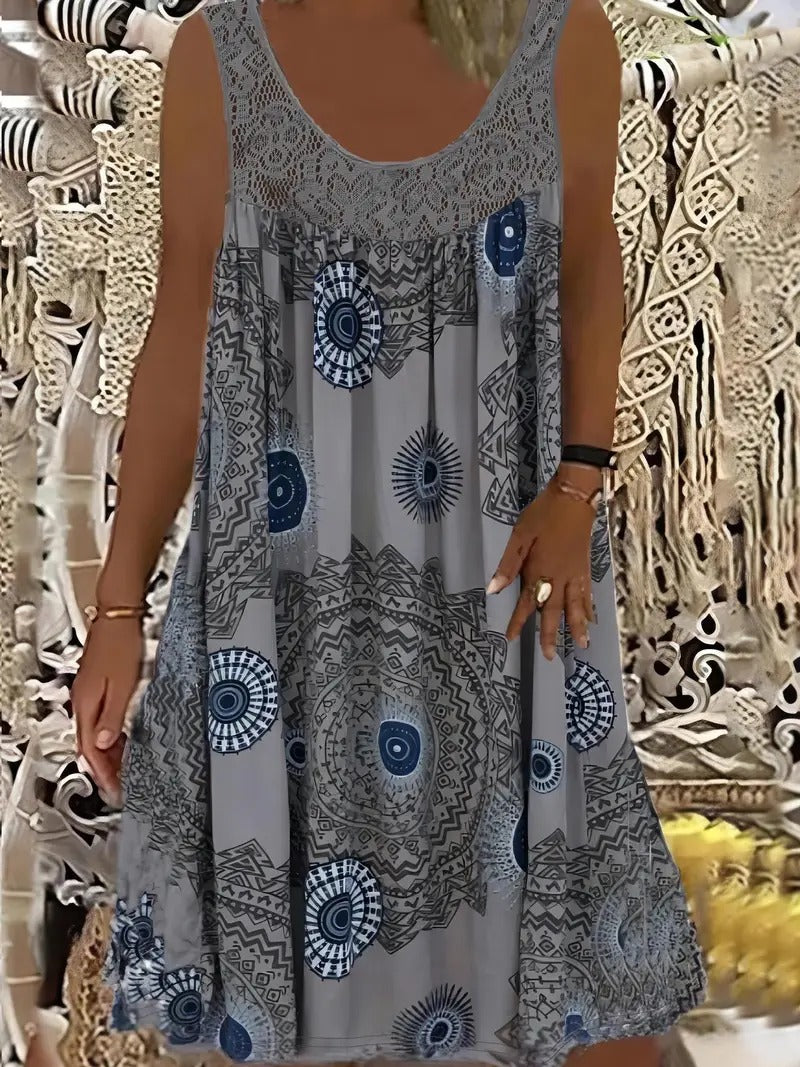 Allure - Embroidered Tile Print Dress