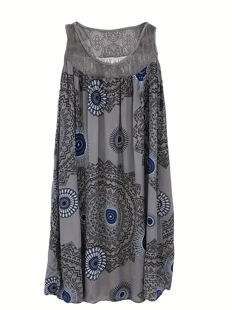 Allure - Embroidered Tile Print Dress
