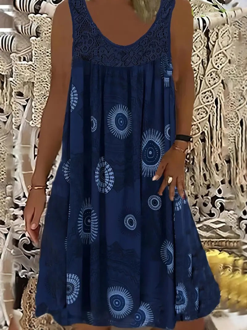 Allure - Embroidered Tile Print Dress