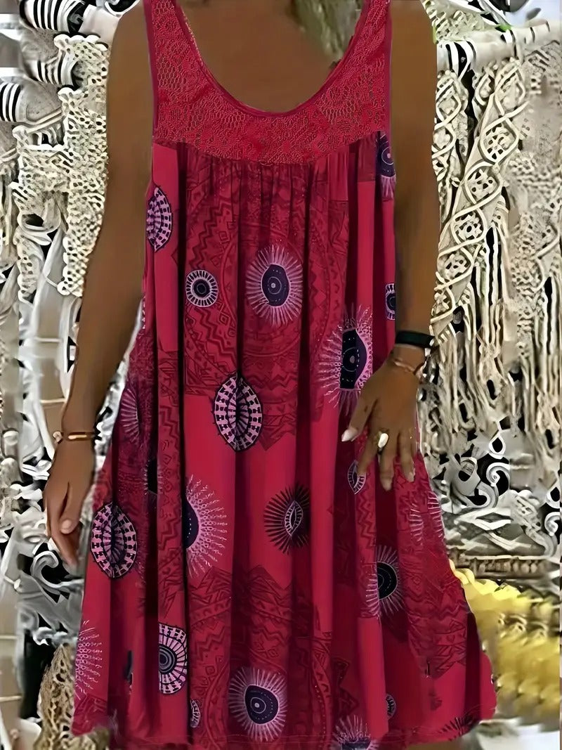 Allure - Embroidered Tile Print Dress