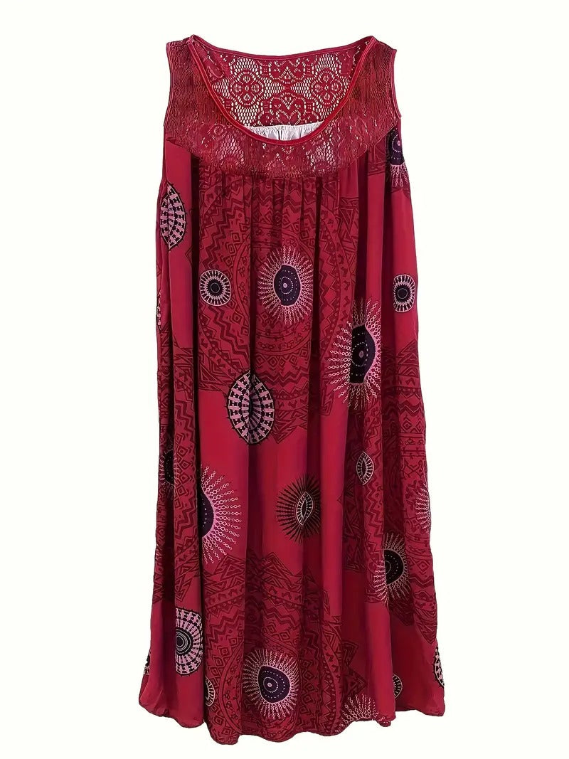 Allure - Embroidered Tile Print Dress