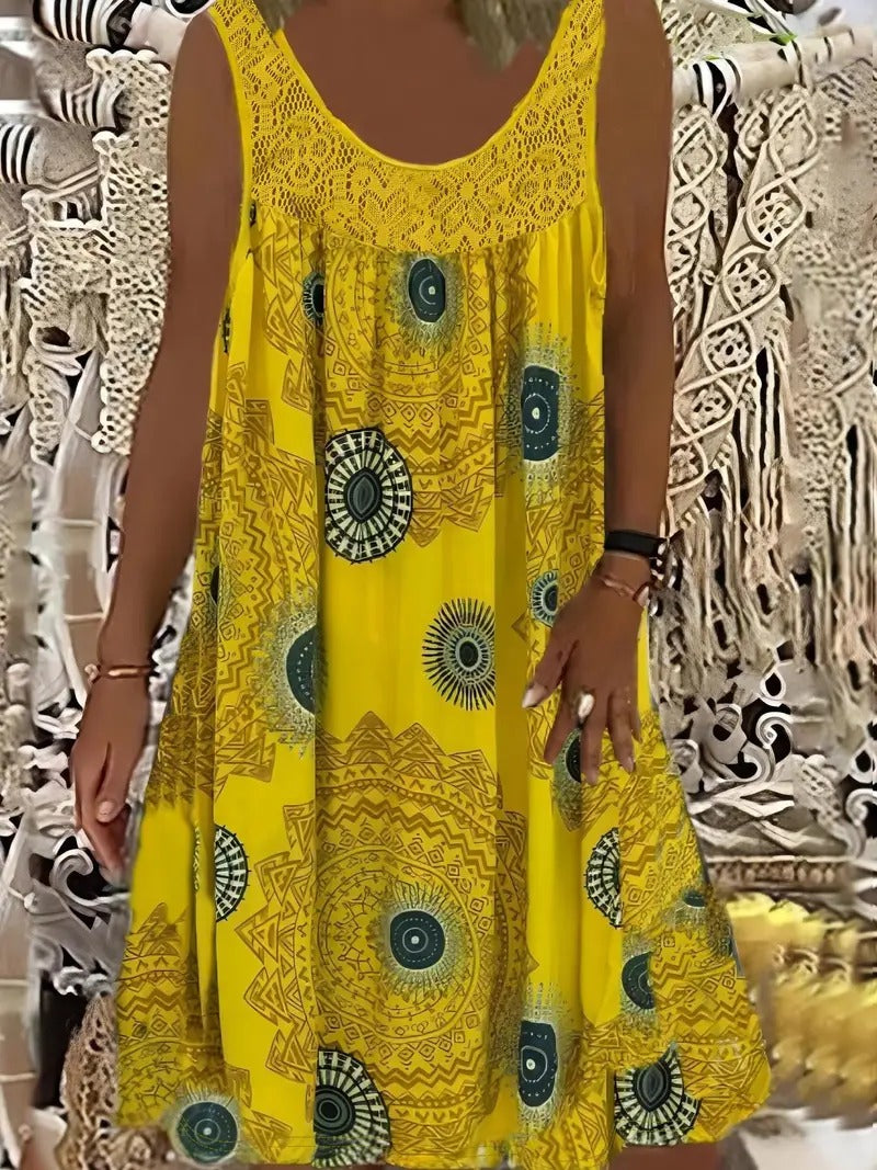 Allure - Embroidered Tile Print Dress