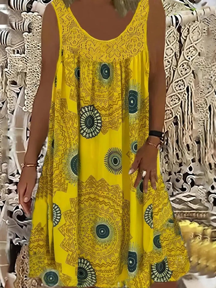Allure - Embroidered Tile Print Dress