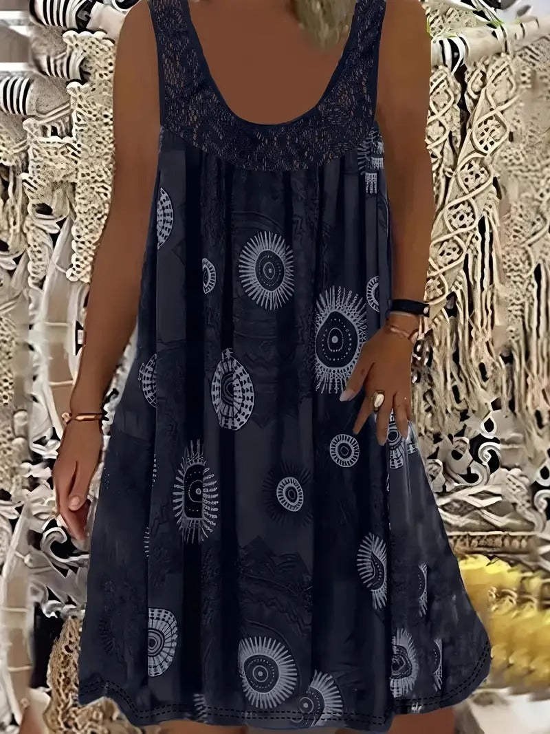 Allure - Embroidered Tile Print Dress