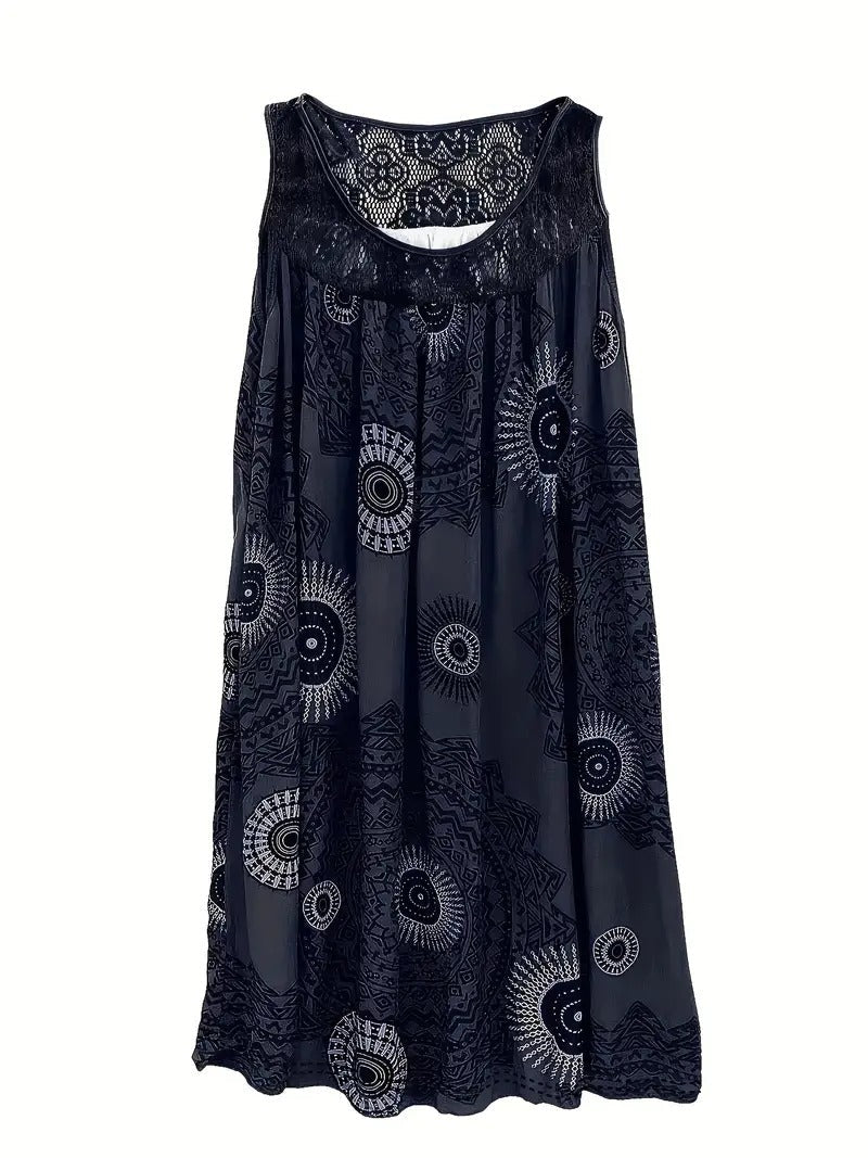 Allure - Embroidered Tile Print Dress