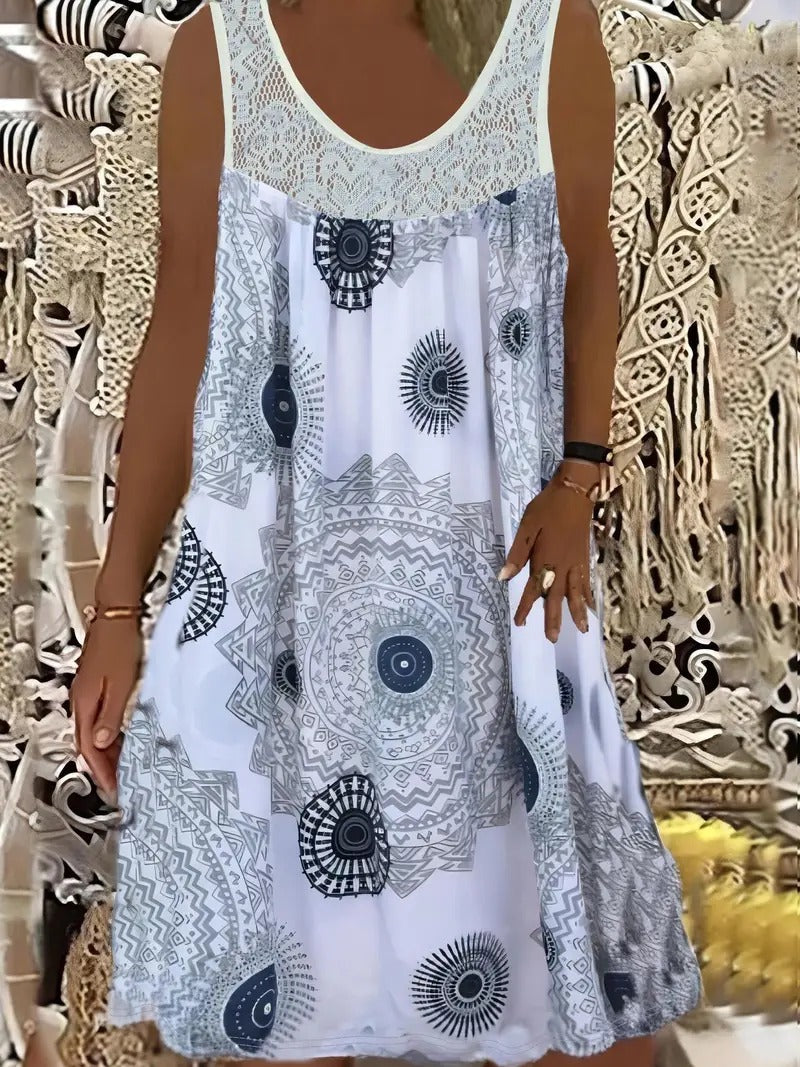 Allure - Embroidered Tile Print Dress