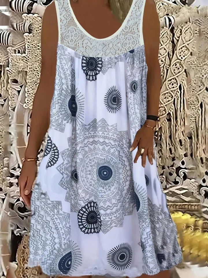 Allure - Embroidered Tile Print Dress