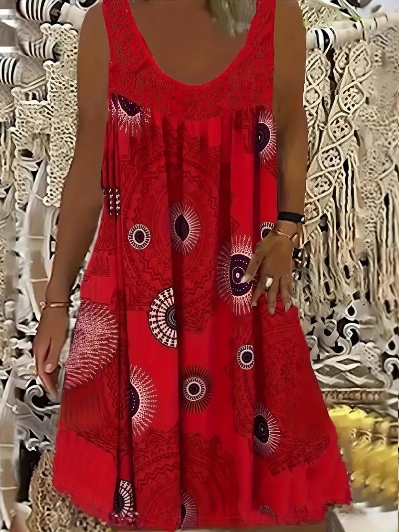 Allure - Embroidered Tile Print Dress