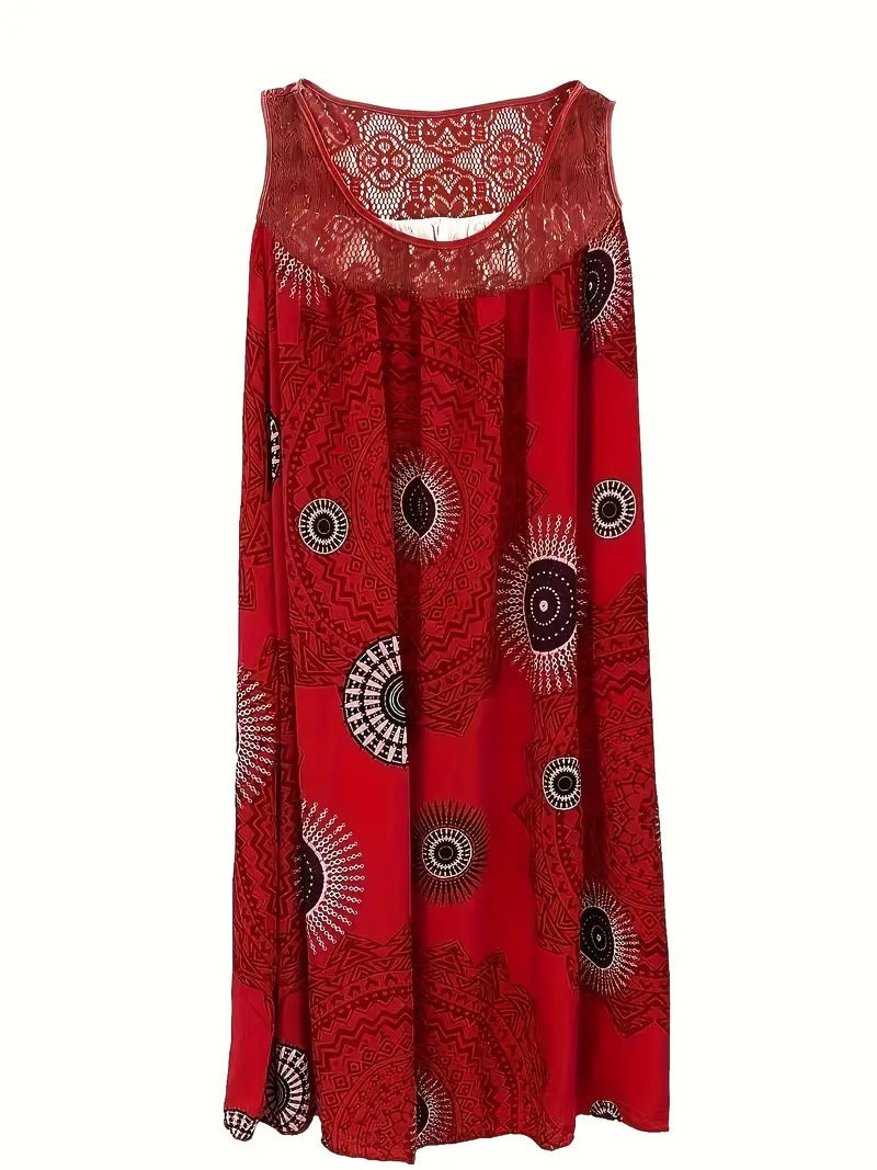 Allure - Embroidered Tile Print Dress