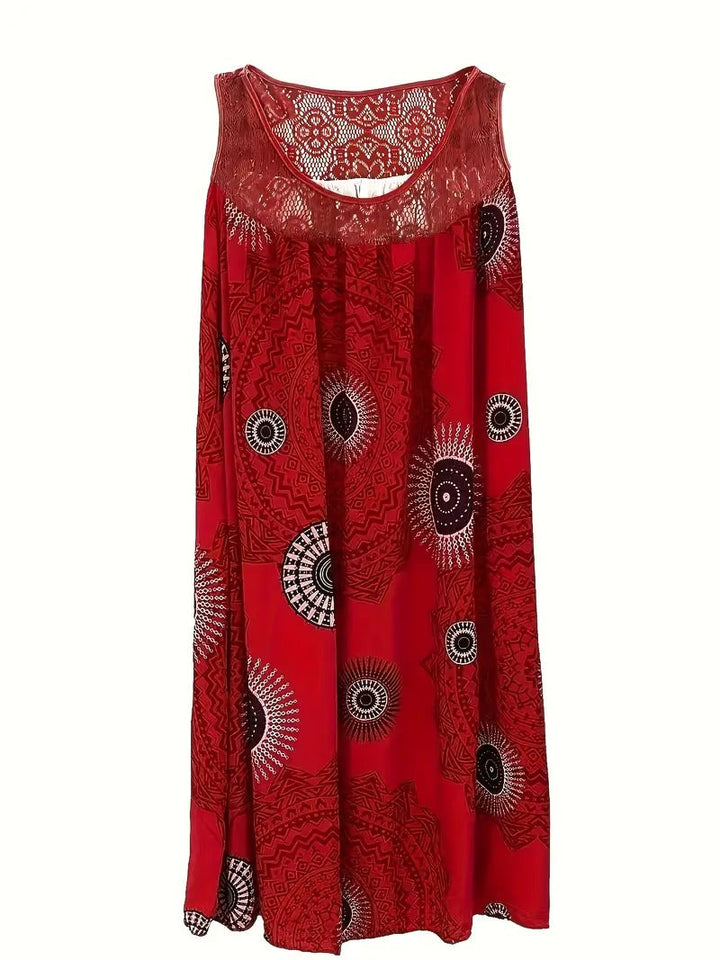 Allure - Embroidered Tile Print Dress