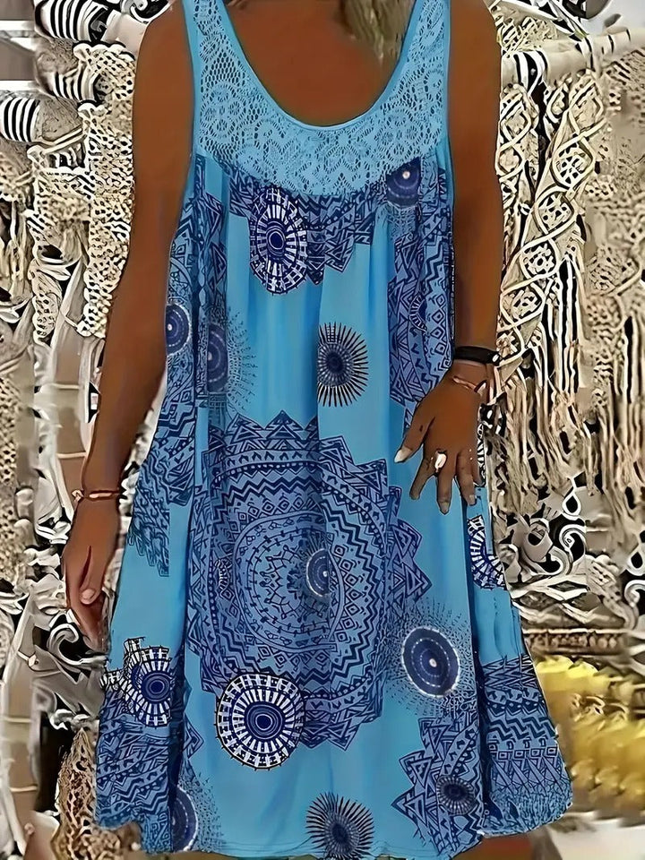 Allure - Embroidered Tile Print Dress