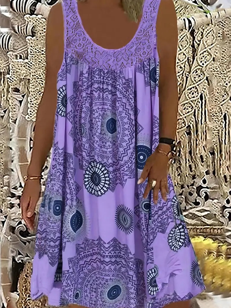 Allure - Embroidered Tile Print Dress