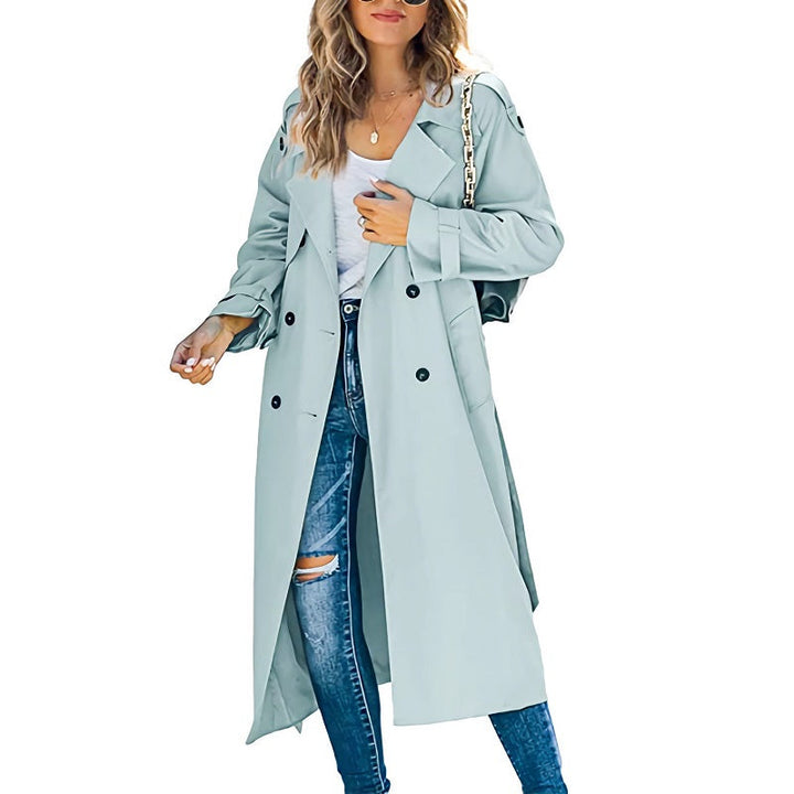 Women's Long Coat with Buttons and Long Sleeves