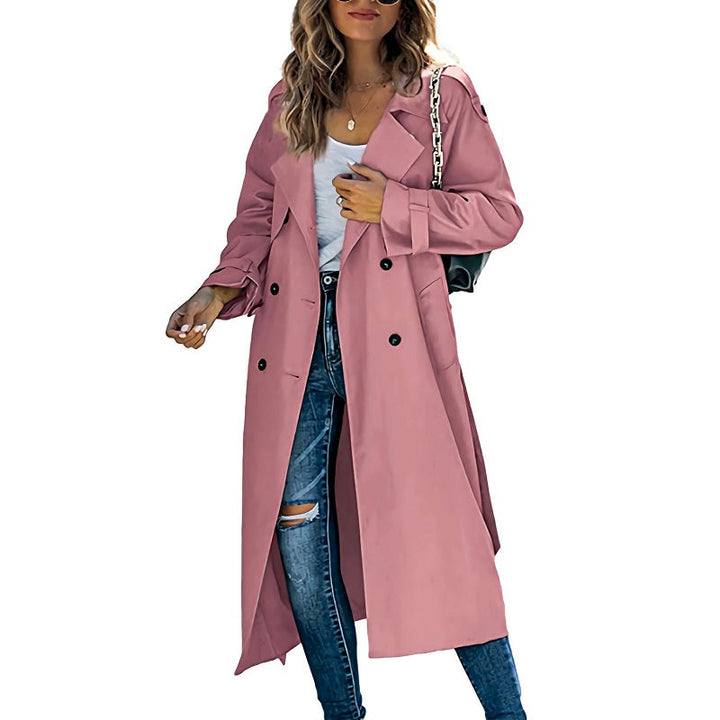 Women's Long Coat with Buttons and Long Sleeves