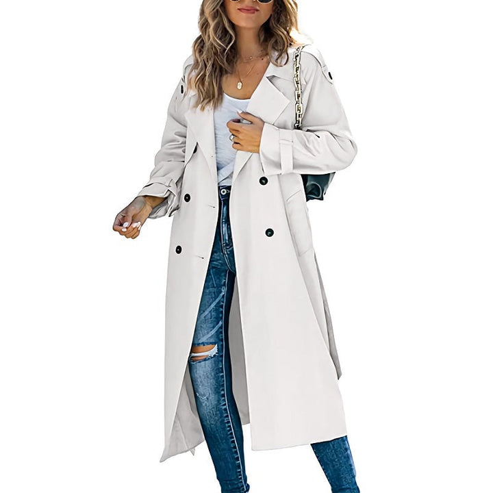 Women's Long Coat with Buttons and Long Sleeves