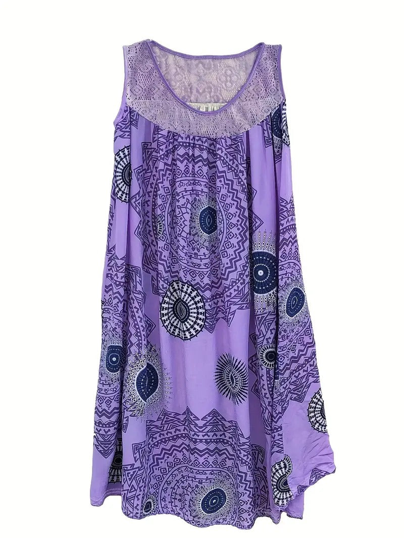 Allure - Embroidered Tile Print Dress