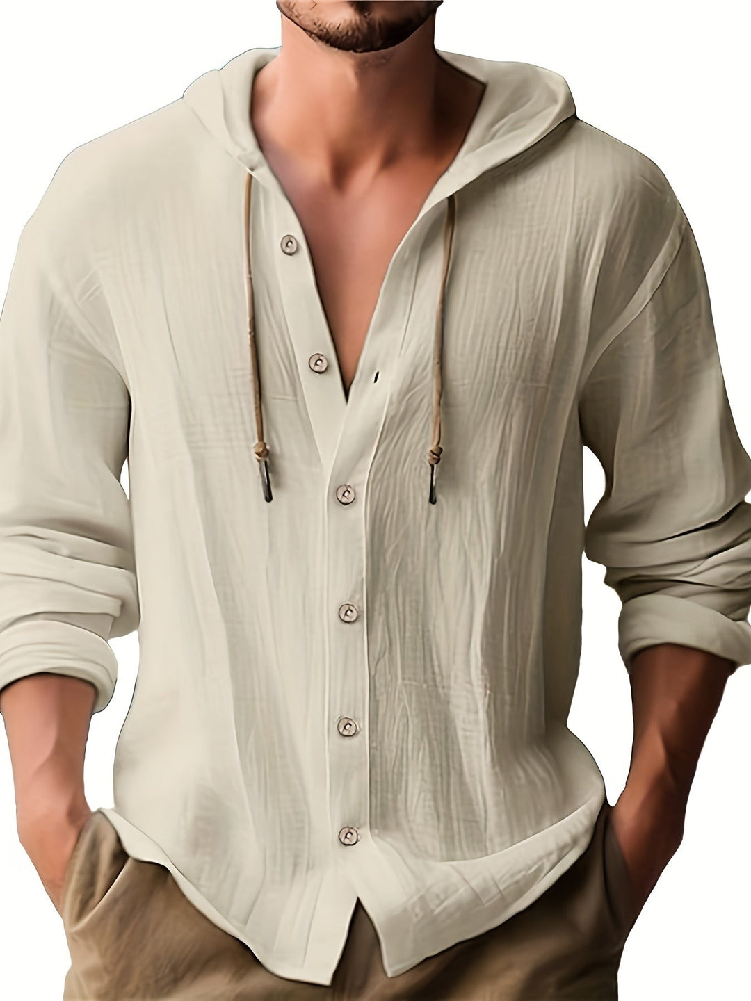 Brian™ - Men's Hooded Long-Sleeve Shirt