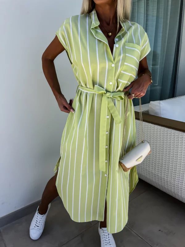 Fiona - Elegant Sleeveless Striped Dress