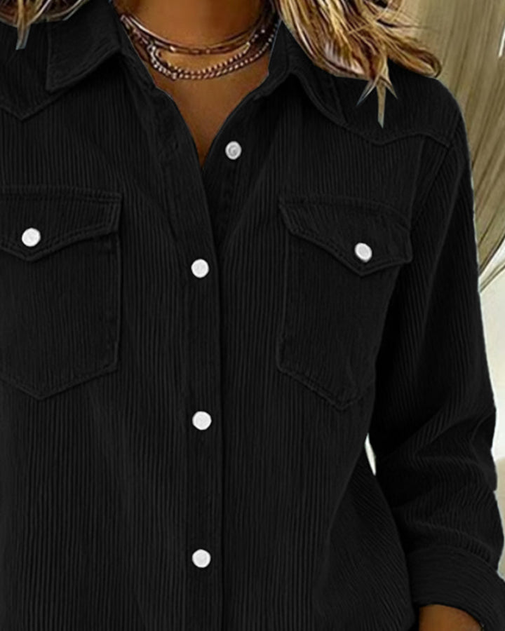 Lyra™ - Classic Long Sleeve Shirt with Lapel Collar