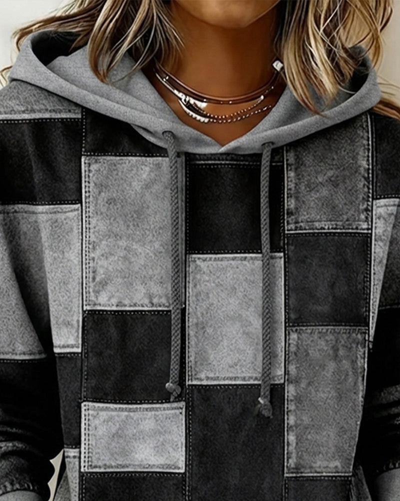 Chic Plaid Long Sleeve Hoodie