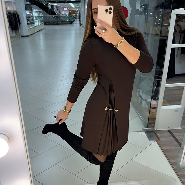 Stylish long-sleeve dress with pleated details