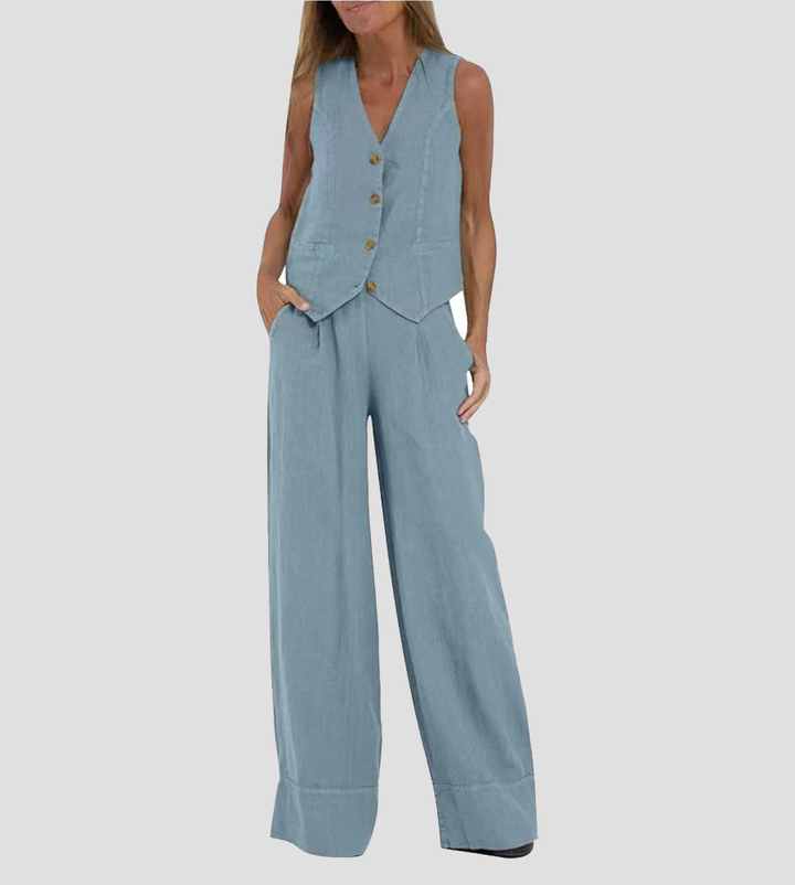 Ella | Vest Wide Leg Pants Set (Almost sold out)