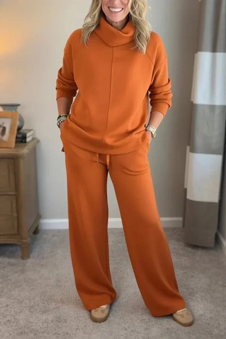 Aivra | Damen Turtleneck Langarm Weitbeiniger Zweiteiler mit Taschen