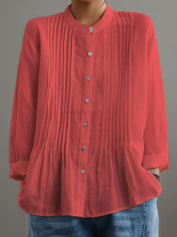 Farah™ – Casual Cotton and Linen Pleated Shirt