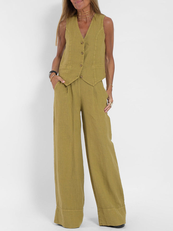 Ella | Vest Wide Leg Pants Set (Almost sold out)