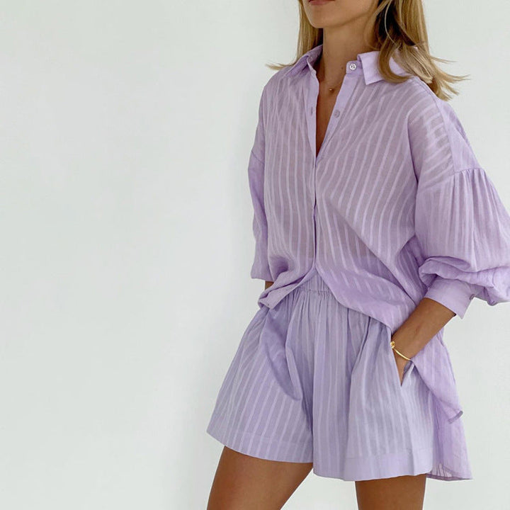 Yselia - Airy Button-Up and Shorts Set