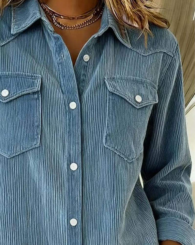 Lyra™ - Classic Long Sleeve Shirt with Lapel Collar