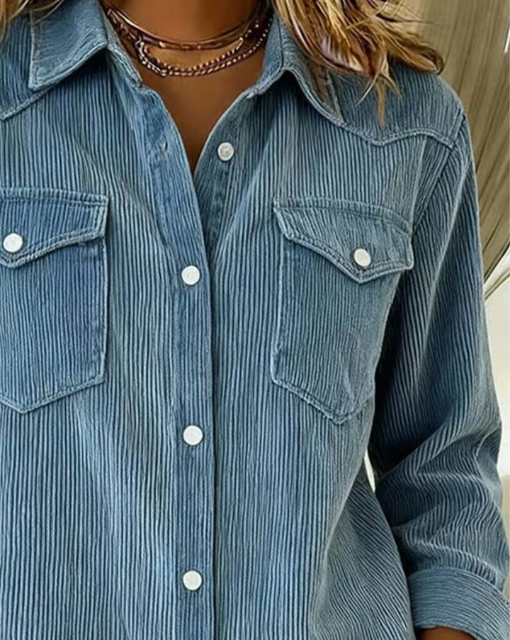 Lyra™ - Classic Long Sleeve Shirt with Lapel Collar