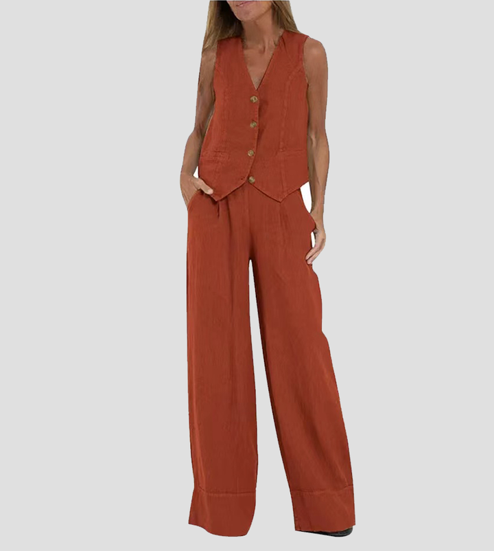 Ella | Vest Wide Leg Pants Set (Almost sold out)