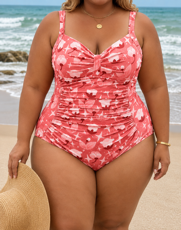 Carmen - Classic Plus Size One-Piece with Knot Detail and Good Support