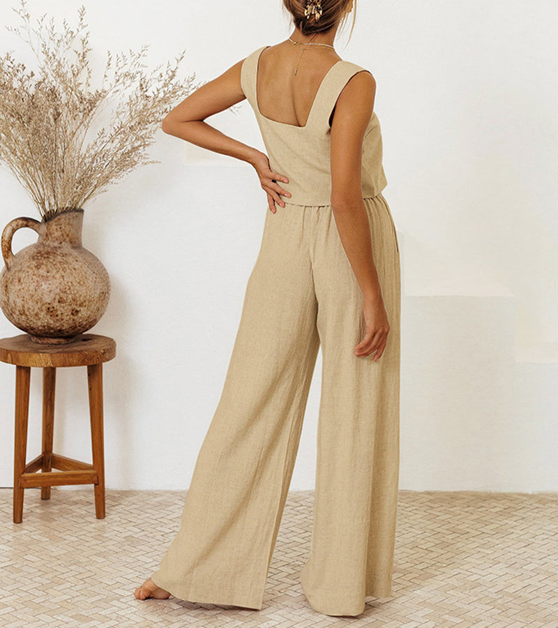 Milena - Minimalist Top and Wide Leg Trousers Set