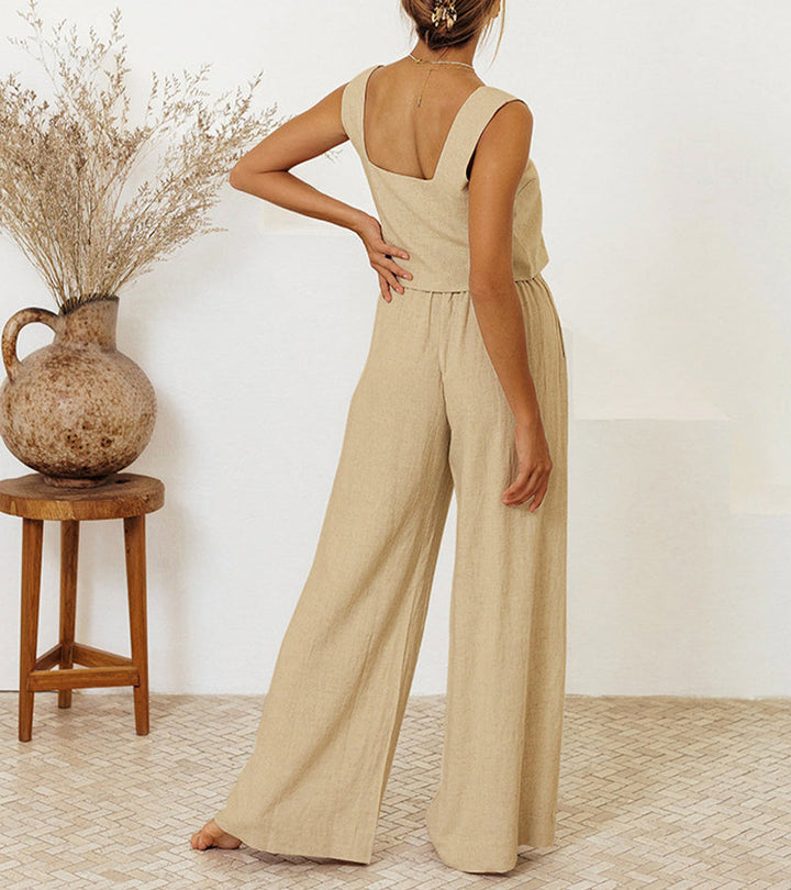 Milena - Minimalist Top and Wide Leg Trousers Set