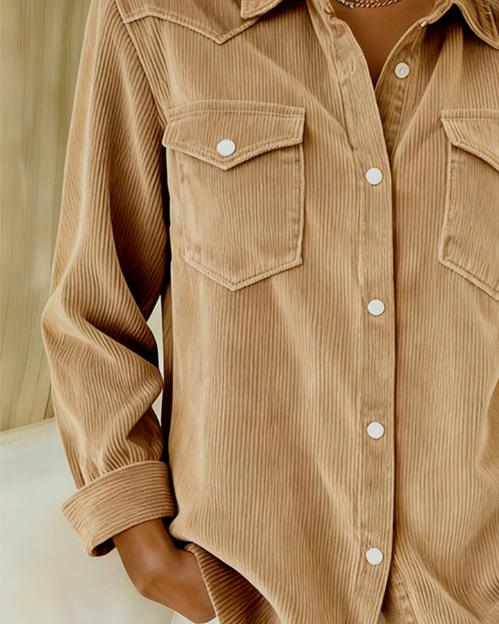 Lyra™ - Classic Long Sleeve Shirt with Lapel Collar