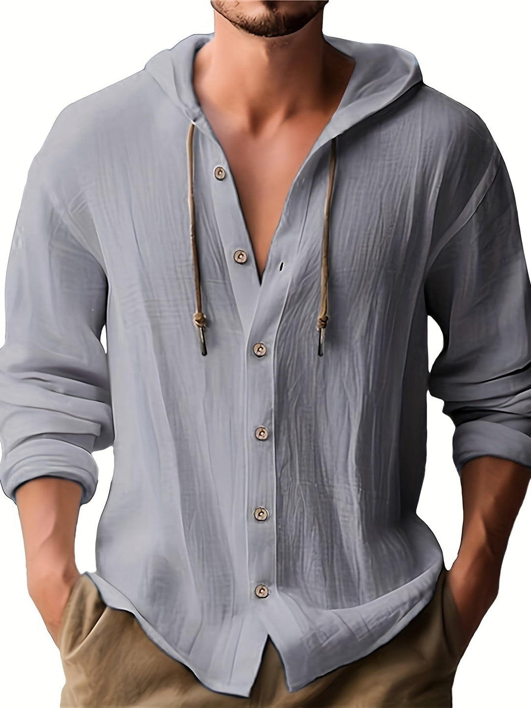 Brian™ - Men's Hooded Long-Sleeve Shirt