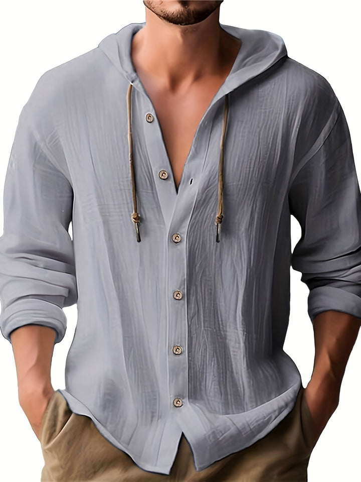 Brian™ - Men's Hooded Long-Sleeve Shirt