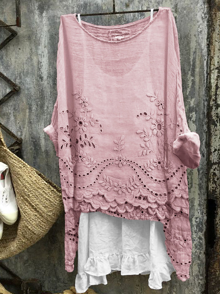 Rosmira™ - Blouse with Double Hem Print